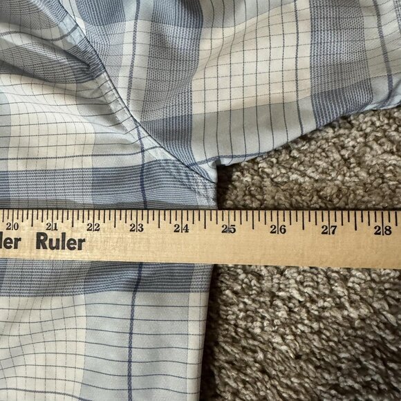 Wrangler Shirt Mens Large Blue Gray Plaid Short Sleeve Outdoor Fishing Hiking - Picture 7 of 8
